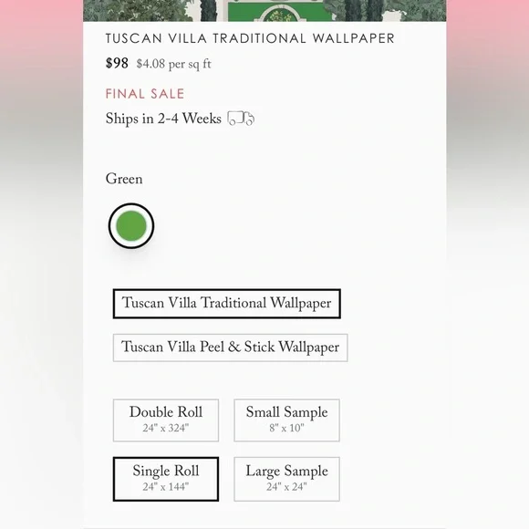 NWT Katie Kime Tuscan Villa Traditional Wallpaper | Single Roll 24” x 144” - Picture 5 of 7
